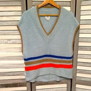 BDG Gray Sweater Vest with Blue and Orange Stripes